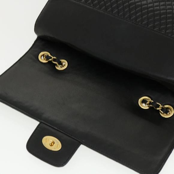 BALLY Chain Shoulder Bag Leather Black Auth am3668 - Picture 9 of 16